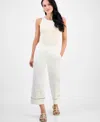 Jm Collection Petite Pull-on Wide-leg Metallic-trim Pants, Exclusively At Macy's