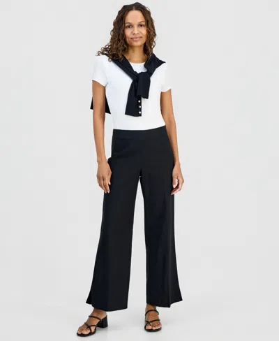 Jm Collection Petite Pull-on Wide-leg Pants, Macy's Exclusive In Black