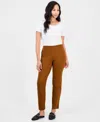 Jm Collection Petite Pull-on Ponte-knit Pants, Created For Macy's In Brown