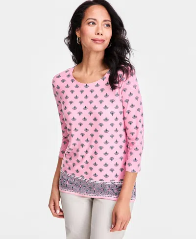 Jm Collection Petite Relaxed-fit Crewneck Top, Macy's Exclusive In Pink