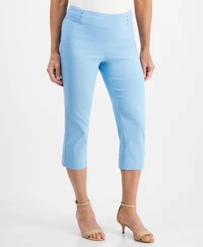 Jm Collection Petite Rivet-detail Capri Pants, Created For Macy's In Icicle Blue