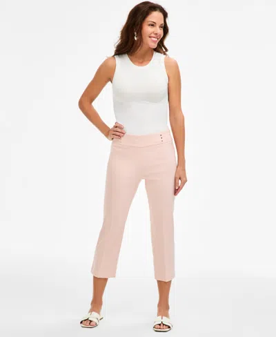 Jm Collection Petite Rivet-detail Capri Pants In Pink