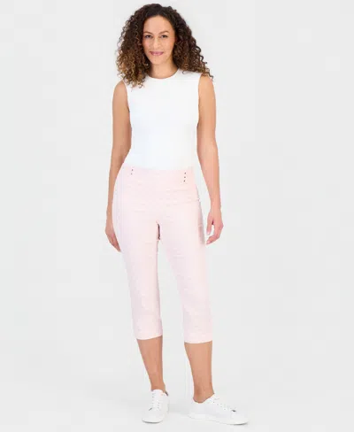 Jm Collection Petite Rivet-trim Pull-on Capri Pants, Macy's Exclusive In Pale Blush