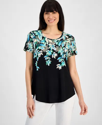 Jm Collection Petite Short-sleeve Tee, Exclusively At Macy's In Deep Black