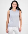 Jm Collection Petite Shine Novelty Sweater Tank Top, Exclusively At Macy's In White