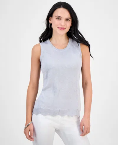 Jm Collection Petite Shine Novelty Sweater Tank Top, Exclusively At Macy's