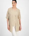 Jm Collection Women's Lurex Open-front Short-sleeve Cardigan, Exclusively At Macy's In Nude