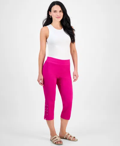 Jm Collection Petite Side-lace-up Capri Pants, Created For Macy's