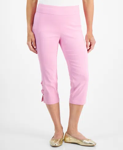 Jm Collection Petite Side-lace-up Capri Pants, Created For Macy's In Blossom Berry