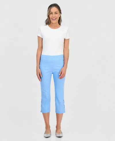 Jm Collection Petite Side-lace-up Capri Pants, Created For Macy's In Blue