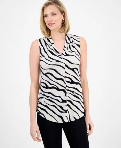 Jm Collection Petite Sleeveless V-neck Top, Exclusively At Macy's In Gray