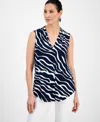 Jm Collection Women's Printed V-neck Sleeveless Knit Blouse, Exclusively At Macy's