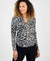 Jm Collection Petite Soft Spots Zip-pocket Top, Macy's Exclusive In White