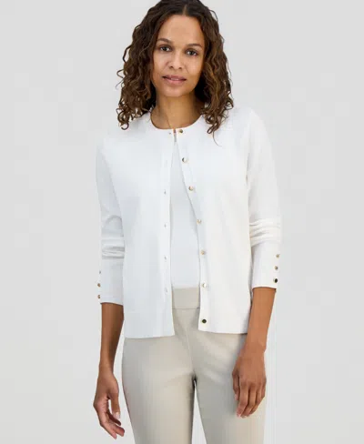 Jm Collection Petite Solid Cropped Cardigan, Created For Macy's In Pink