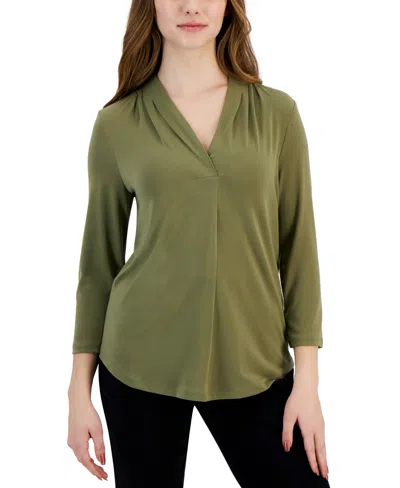Jm Collection Petite Solid Ity Top, Created For Macy's In Army Green