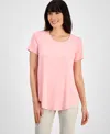 Jm Collection Petite Solid Rayon Span Short-sleeve Top, Created For Macy's