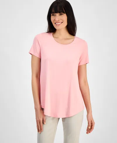 Jm Collection Petite Solid Rayon Span Short-sleeve Top, Created For Macy's