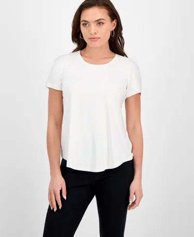 Jm Collection Petite Solid Rayon Span Short-sleeve Top, Created For Macy's In Neo Natural