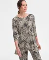Jm Collection Petite Splash Cheetah Knit Swing Top, Exclusively At Macy's