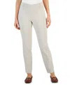 Jm Collection Plus Womens Flat Front Slim Leg Casual Pants In Stonewall