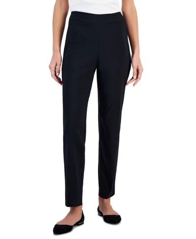 Jm Collection Petite Tummy-control Cambridge Stretch Slim-leg Pants, Created For Macy's In Deep Black
