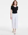 Jm Collection Petite Wide-leg Cropped Pull-on Pants, Exclusively At Macy's In Bright White