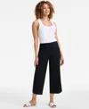 Jm Collection Petite Wide-leg Cropped Pull-on Pants, Exclusively At Macy's In Deep Black