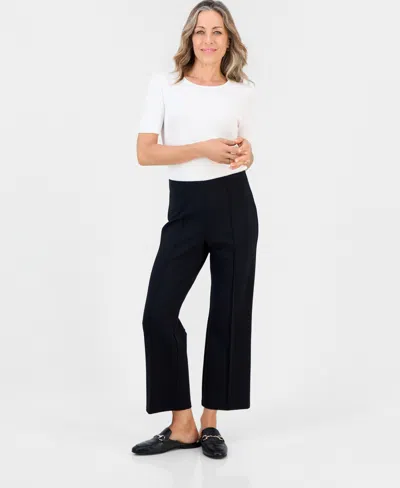 Jm Collection Petite Wide Leg Ponte Pull-on Pants, Macy's Exclusive In Black