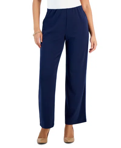 Jm Collection Petites Knit Wide-leg Pull-on Pants, Petite & Petite Short, Created For Macy's In Intrepid Blue