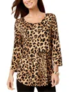 Jm Collection Women's 3/4-sleeve Printed Knit Top, Created For Macy's In Beige