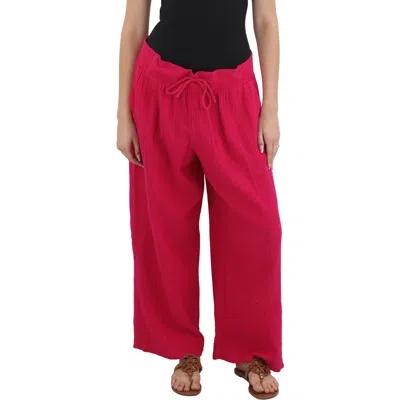 Jm Collection Petites Womens Metallic Sheer Wide Leg Pants In Red