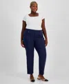 Jm Collection Plus & Petite Plus Size Tummy Control Pull-on Slim-leg Pants, Exclusively At Macy's In Intrepid Blue