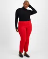Jm Collection Plus & Petite Plus Size Tummy Control Pull-on Slim-leg Pants, Exclusively At Macy's In Fire