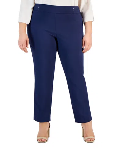JM COLLECTION PLUS & PETITE PLUS SIZE TUMMY CONTROL PULL-ON SLIM-LEG PANTS, EXCLUSIVELY AT MACY'S