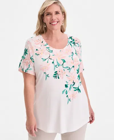 Jm Collection Plus Size Alice Orchid T-shirt, Macy's Exclusive In Multi
