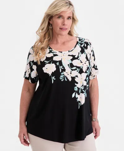 Jm Collection Plus Size Alice Orchid T-shirt, Macy's Exclusive In Multi