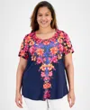 JM COLLECTION PLUS SIZE ARIANNA TRAIL SCOOP-NECK TOP, CREATED FOR MACY'S