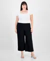 Jm Collection Plus Size Cropped Pull-on Pants, Exclusively At Macy's In Deep Black