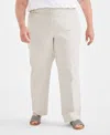 Jm Collection Plus Size High Rise Pull-on Straight Leg Pants, Created For Macy's In Stone Wall