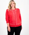 Jm Collection Plus Size Embellished Button-front Cardigan, Macy's Exclusive In Red