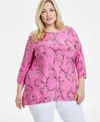Jm Collection Plus Size Jacquard Swing Top, Exclusively At Macy's In Petunia Pink