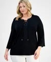 Jm Collection Women's Split-lace-up-neck Blouse, Exclusively At Macy's