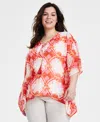JM COLLECTION PLUS SIZE LACEY LUSH LACE-UP PONCHO, CREATED FOR MACY'S