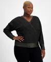 Jm Collection Petites Womens V Neck Pintuck Blouse In Deep Black