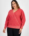 Jm Collection Plus Size Metallic Wrap Seater, Created For Macy's In Fire