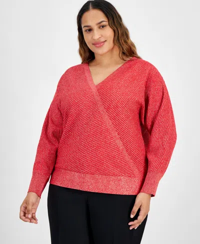 Jm Collection Plus Size Metallic Wrap Seater, Created For Macy's In Fire