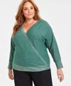 Jm Collection Plus Size Metallic Wrap Seater, Created For Macy's In Pure Emerald