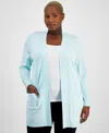 JM COLLECTION PLUS SIZE OPEN-FRONT LONG-SLEEVE CARDIGAN, CREATED FOR MACY'S
