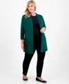 Jm Collection Plus Size Open-front Long-sleeve Cardigan, Exclusively At Macy's In Green