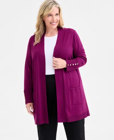 JM COLLECTION PLUS SIZE OPEN-FRONT LONG-SLEEVE CARDIGAN, EXCLUSIVELY AT MACY'S